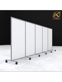 บอร์ดจัดนิทรรศการ บอร์ดอะลูมิเนียม ตั้งตรงต่อเนื่อง 5 บาน ขนาด 100x200 ซม. ถอดประกอบได้ พร้อมล้อเลื่อน พับได้ เคลื่อนย้ายสะดวก