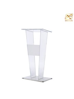 โพเดียม อะคริลิคใส M-02 ขนาด(W)60 x (L)40 x (H)119 cm. TOP เอียงพร้อมกันตก วัสดุอะคริลิคใส หนา 10-20 มม.