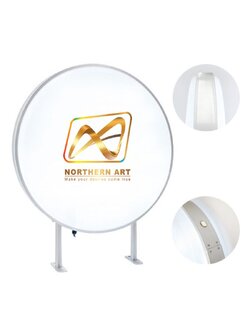 ตู้ไฟLED วงกลม 2 หน้า ขอบสีเงิน ขนาด30-120 ซม.อะคริลิคปั๊มนูน ขนาด30-120 ซม. (ราคาเฉพาะโครงตู้ ไม่รวมงานพิมพ์)