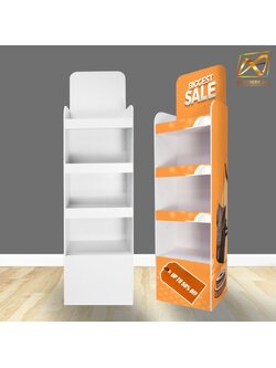 ชั้นวางสินค้าพลาสวูด 4 ชั้น ขนาด (W)36.5 x (D)25 x (H)145 ซม. พลาสวูดหนา 8 มม.พร้อมงานพิมพ์สติ๊กเกอร์