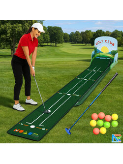เกมส์กอล์ฟ ขนาด (W)30 x (L)284 x (H)10 cm. พร้อมไม้พัตเตอร์ปรับระดับได้ 1 อัน และลูกกอล์ฟโฟม 10 ลูก