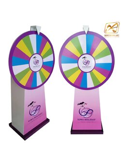 เกมส์วงล้อตั้งพื้น มือหมุน สีขาว ขนาดวงล้อ 80 ซม.สูง 170 ซม. ถอดประกอบไม่ได้