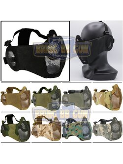 หน้ากากตะแกรงครึ่งหน้า รุ่นแก้มผ้ามีที่ปิดหู