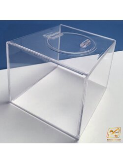 กล่องจับรางวัล กล่องอะคริลิคใสจับรางวัล ขนาด 30x30 ซม. มีฝาปิดวงกลม