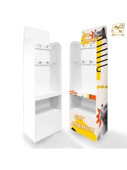 ชั้นวางสินค้าพลาสวูด H01 ขนาด (W)45 x (D)25 x (H)150 ซม. พลาสวูดหนา 8 มม.พร้อมงานพิมพ์สติ๊กเกอร์ ( ราคาไม่รวมขอแขวนและป้ายราคา )