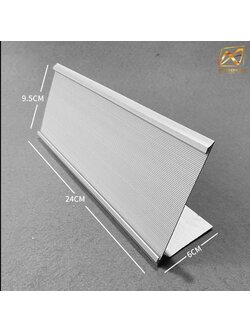 ป้ายชื่อตั้งโต๊ะ ป้ายสอด ขนาด 9.5x24 ซม. สีเงิน วัสดุ อะลูมิเนียม สีบรอนซ์เงิน