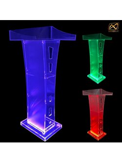 โพเดียมอะคริลิค เรืองแสงLED เปลี่ยนสีได้ พร้อมรีโมท TOP ตรง ขนาด (W) 60 x (L) 40 x (H) 113 ซม.