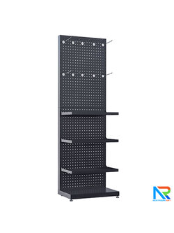 ชั้นวางสินค้าเหล็ก ขนาด (W)50 x (D)25 x (H)150 cm. พร้อมชั้นวาง 3 ชั้น ขอแขวน 10 อัน ปรับระดับได้