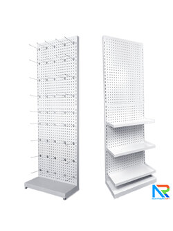 เช่าชั้นวางสินค้าเหล็ก ขนาด(W)50 x (D)25 x(H)150 cm. สีขาว ปรับจำนวนชั้นและขอแขวนได้ตามความต้องการ