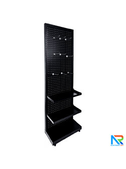 ชั้นวางสินค้าเหล็ก พร้อมชั้นวาง 2 ชั้น ขนาด(W)50 x (D)25 x (H)150 cm. ขอแขวน 9 อัน ถอดประกอบได้