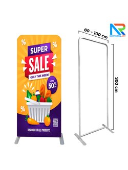 แบคดรอปผ้า Fabric Backdrop รุ่นตรง ขนาด (H)300 x (W)60-100 cm. โครงอะลูมิเนียม ถอดประกอบได้ แถมฟรี! กระเป๋าใส่อุปกรณ์ 1 ใบ