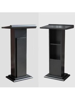 โพเดียมไม้ สีดำ ทรงโมเดิร์น TOPตรง ขนาด (W)55 x (L)42 x (H)109 cm. พร้อมชั้นวางของ