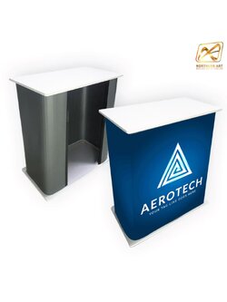 เคาน์เตอร์ออกบูธ ทรงเหลี่ยม ขนาดTOP 40x80 ซม. ถอดประกอบได้ เคลื่อนย้ายสะดวก พร้อมกระเป๋า 1 ใบ