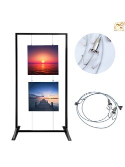 บอร์ดนิทรรศการ พร้อมชุดสลิง 2 ขอ รุ่น DOUBLE SIDED ขนาด(W)100 x (W)200 cm. สามารถแขวนภาพได้ 2 ด้าน 4 ภาพ บน 2 ภาพ-ล่าง 2 ภาพ ถอดประกอบได้