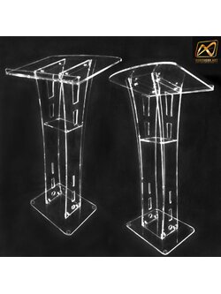 โพเดียมอะคริลิคใส รุ่น AC-12 ด้านหน้าอะคริลิคฝ้า TOP เอียง ขนาด(W)60 x (L)45 x (H) 113 cm.