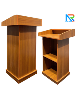 โพเดียมไม้ ลายไม้สีสัก ขนาด (W)63 x (D)50 x (H)111 cm. พร้อมชั้นวางของ