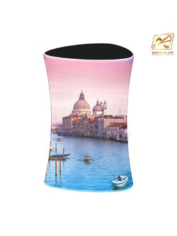 เคาน์เตอร์ผ้าออกบูธ รุ่น R03 ทรงสามเหลี่ยม โครงอะลูมิเนียม ถอดประกอบได้ จัดเก็บสะดวก