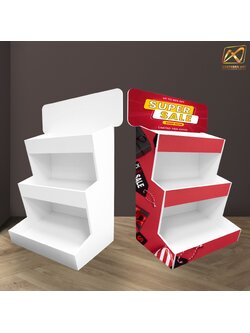 ชั้นวางสินค้าตั้งโต๊ะ TB12 พร้อมชั้นวาง 3 ชั้น ขนาด(W)35 x (D)30 x (H)65 ซม. วัสดุพลาสวูดหนา 8 มม.พร้อมงานพิมพ์