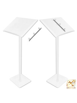 เมนูสแตน สีขาว ขนาด A3 ที่วางเมนู ขาตั้งเมนู วัสดุเหล็กพ่นอบสีอุตสาหกรรม ถอดประกอบได้