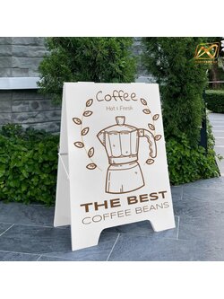 ป้ายตั้งพื้น ป้ายมินิมอล สีขาว 2 หน้า ขนาด 38x58 ซม. พับเก็บได้ พลาสวูดหนา 10 มม.