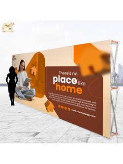 VINYL BACKDROP OUTDOOR แบคดรอบไวนิล รุ่น 2x5 ขนาด (W)500 x (H)200 cm. โครงอะลูมิเนียมพร้อมขาค้ำยัน ถอดประกอบและพับเก็บได้ แข็งแรง เหมาะกับงานภายนอกอาคาร