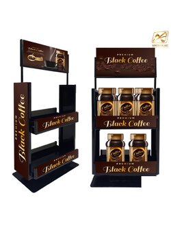 ชั้นวางสินค้าตั้งโต๊ะ 2 ชั้น สีดำ ขนาด 30x15x60 cm. พร้อมป้ายสอดด้านบน และกันตก