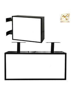 ตู้ไฟLED ทรงสี่เหลี่ยม 2 หน้า ขอบสีดำ พร้อมอะคริลิคหน้าเรียบ พร้อมขายื่น ติดตั้งง่าย (ราคาเฉพาะโครงตู้ ไม่รวมงานพิมพ์ )