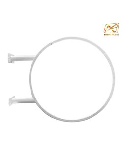 ตู้ไฟLEDทรงกลม 2 หน้า ขอบสีขาว หน้าเรียบ พร้อมอะคริลิคหน้าเรียบ พร้อมขายื่น ติดตั้งง่าย ( ราคาเฉพาะโครงตู้ ไม่รวมงานพิมพ์ )