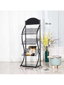 ชั้นวางโบรชัวร์เหล็ก 3 ชั้น สีดำ ขนาด (W)50 X (D)31 X (H)135 cm. ถอดประกอบได้