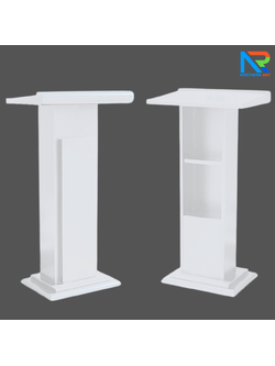 โพเดียมไม้ สีขาว ทรงโมเดิร์น TOPตรง ขนาด (W)55 x (L)42 x (H)109 cm. พร้อมชั้นวางของ