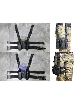 ชุดซองปืนพกนอกรัดต้นขา ทรง Black Hwak มี7รุ่นให้เลือก #รุ่น Glock 17 #รุ่น Glock 19 #รุ่น M1911 #รุ่น Beretta #รุ่น HK USP #รุ่น Sig Sauer P226 #รุ่น Sig Pro (Sig P320)