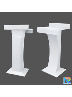 โพเดียมไม้ สีขาว ทรงโมเดิร์น TOPตรง ขนาด (W)55 x (L)42 cm. สูง 111 cm.