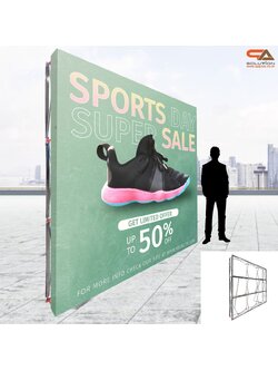 VINYL BACKDROP OUTDOOR แบคดรอบไวนิล รุ่น 3x3 ขนาด (W)200-300 x (H)200-300 cm. โครงอะลูมิเนียมพร้อมขาค้ำยัน ถอดประกอบได้ เหมาะกับงานภายนอกอาคาร