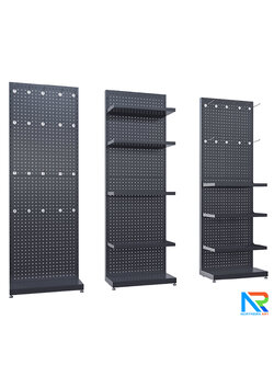 เช่าชั้นวางสินค้าเหล็ก ขนาด(W)50 x (D)25 x(H)150 cm. สีดำ ปรับจำนวนชั้นและขอแขวนได้ตามความต้องการ