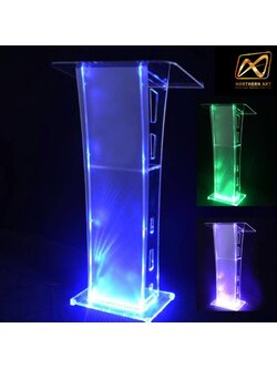 โพเดียม อะคริลิค เรืองแสงLED เปลี่ยนสีได้ พร้อมรีโมท ขนาด 60x40x114 cm.