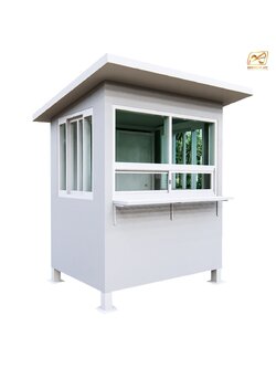 ป้อมยามสำเร็จรูป หุ้มเสา ขนาด (W)1.50 x (L)2.00 x (H)2.60 ม. โครงเหล็ก กรุแผ่นสมาร์ทบอร์ด บานหน้าต่างอลูมิเนียม