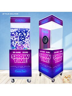 เกมส์ตู้ลม ตู้ลมจับรางวัล (W)70 x (L)70 X (H)185 cm. พร้อมงานพิมพ์ ไม่รวมลุกบอลโฟม