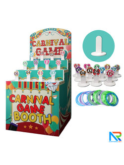 เช่าตู้เกมส์โยนห่วง พร้อมแท่นตั้ง12 อัน ขนาด (W) 80 x (L)76 x (H)163 cm. และห่วง 36 อัน (คละสี คละขนาด) พร้อมงานพิมพ์