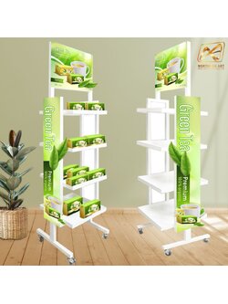 ชั้นวางสินค้าเหล็ก 4 ชั้น ขนาด 40x40x162 ซม. พร้อมล้อเลื่อน เคลื่อนย้ายสะดวก แข็งแรง รับน้ำหนักได้ดี (ขั้นต่ำ 1 ชุด )