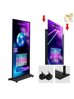 CLEARANCE SALE! ป้ายตั้งพื้น ฐานSLOPE ขนาด 60 x 160 cm. พร้อมล้อ โชว์งานพิมพ์ 2 ด้าน ถอดประกอบได้ เคลื่อนย้ายสะดวก