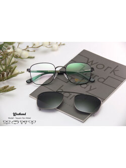 กรอบแว่นสายตาพร้อมคลิปกันแดด Weekend Square Gunmetal