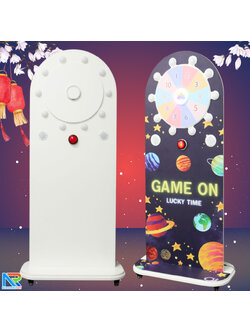 เกมส์วงล้อไฟฟ้าตั้งพื้น แบบปุ่มกดแรนดอม ไฟวิ่งวนพร้อมเสียง ขนาด (W)70 x (D)35 x (H)156 ซม.