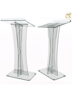 โพเดียม อะคริลิคใส AC-03 ขนาด (W)50 x (L)44 x (L)120 cm. TOP เอียงพร้อมกันตก วัสดุอะคริลิคใส หนา 10-20 มม.