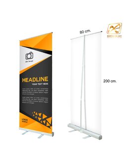 ROLL UP GRADE A โรลอัพ ขนาด 80x200 ซม. โครงสร้างอะลูมิเนียมอย่างดี แข็งแรง ทนทาน ม้วนเก็บได้ พกพาสะดวก