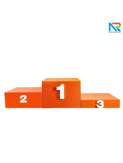 แท่นยืนรับรางวัล 1-2-3 ขนาด (W)210 x (D)50 x (H)50 cm. โครงเหล็ก ทำสีส้ม พร้อมตัวเลข 1-2-3 (สั่งทำสีตามความต้องการได้)