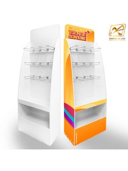 ชั้นวางสินค้าพลาสวูด รุ่น H03 ขนาด (W)55 x (D)30 x (H)150 ซม. พลาสวูดหนา 8 มม.พร้อมงานพิมพ์สติ๊กเกอร์ ( ราคาไม่รวมขอแขวนและป้ายราคา )