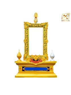 ซุ้มเฉลิมพระเกียรติ ขนาด 3.50 x 6.00 ม. พร้อมตราสัญญลักษณ์ พานพุ่ม ป้ายหน่วยงาน