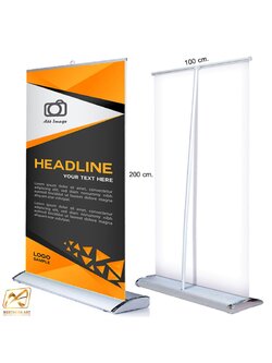 ROLL UP PREMIUM โรลอัพ ขนาด 100x200 ซม. รุ่นพรีเมี่ยม (หยดน้ำ) 1 หน้า วัสดุอะลูมิเนียมอย่างดี ม้วนเก็บได้ง่าย ฐานกว้าง แข็งแรง