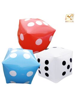 ลูกเต๋าใหญ่ ลูกเต๋าเป่าลม ขนาด (W)28 x (L)28 cm. สีขาว แดง ฟ้า