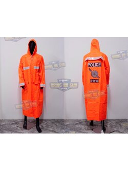 เสื้อโค้ดกันฝน Police (เสื้อโค้ดกันในตำรวจ) (Raincoat) (มีแถบสะท้อนแสงด้านหลัง) (ชุดกันฝน) (เสื้อคลุม) (เสื้อกันฝน) (เสื้อกันฝนรถจักรยานยนต์) (งานจราจร) (สายตรวจ) (กันฝน) (หน้าฝน) (เดินป่า) (ขี่มอเตอร์ไซค์)